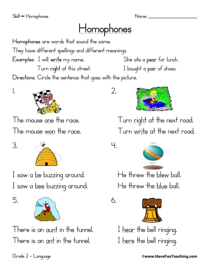 Homophone story worksheet featuring a fun monster theme for third graders