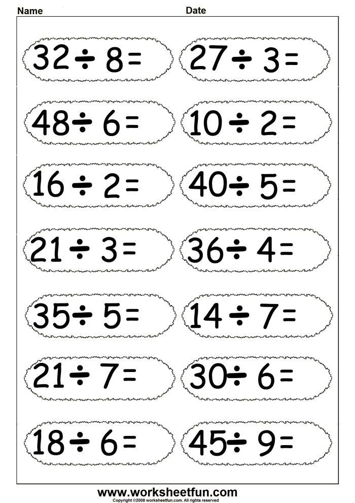 Engaging division practice sheet for kids to enjoy while learning numbers and counting Fun With Division worksheet for third graders featuring math problems and a hidden phrase