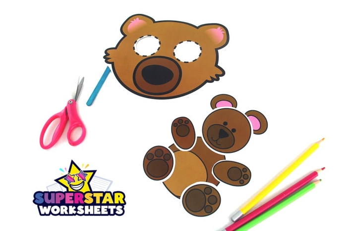 Kindergarten student reading a poem about a furry bear for a life science worksheet