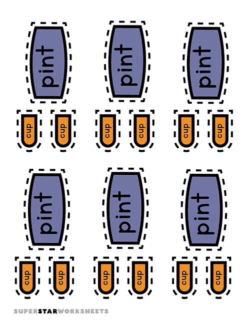 Build and learn with Gallon Man to convert gallons into quarts, pints, and cups Gallon Man Printable worksheet for teaching measurement conversions in multiplication