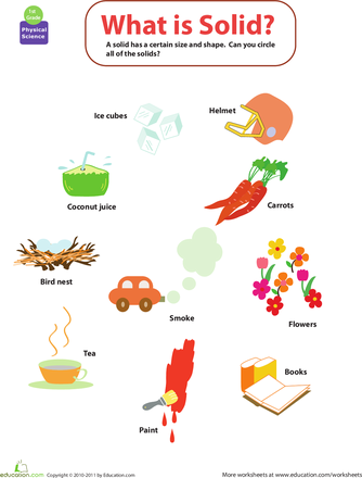 Matter Mixup What Is a Gas worksheet for second grade science and graphing practice 15 Second grade worksheet featuring various objects for students to identify and circle the states of gas