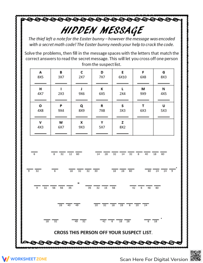 GCF Crack the Code Math Practice Activity for Grade 6 Sixth grade math worksheet showing greatest common factor problems with a code-breaking theme and answer key