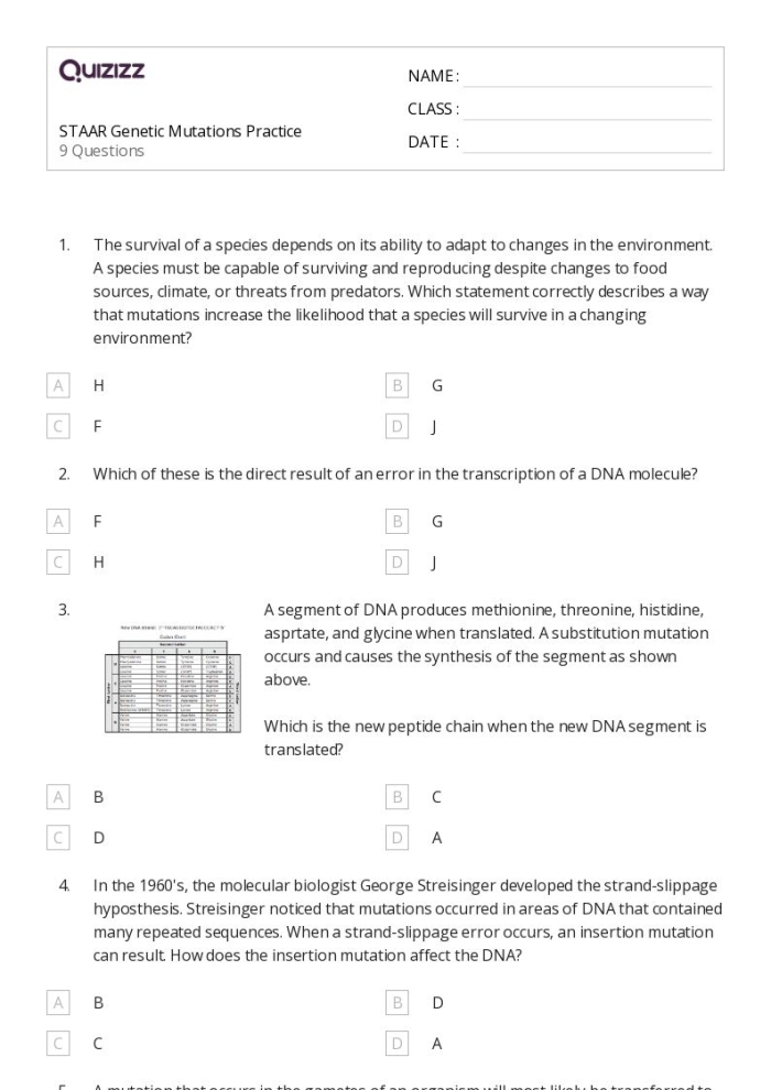 Sixth grade life science worksheet covering genetic and environmental factors in development