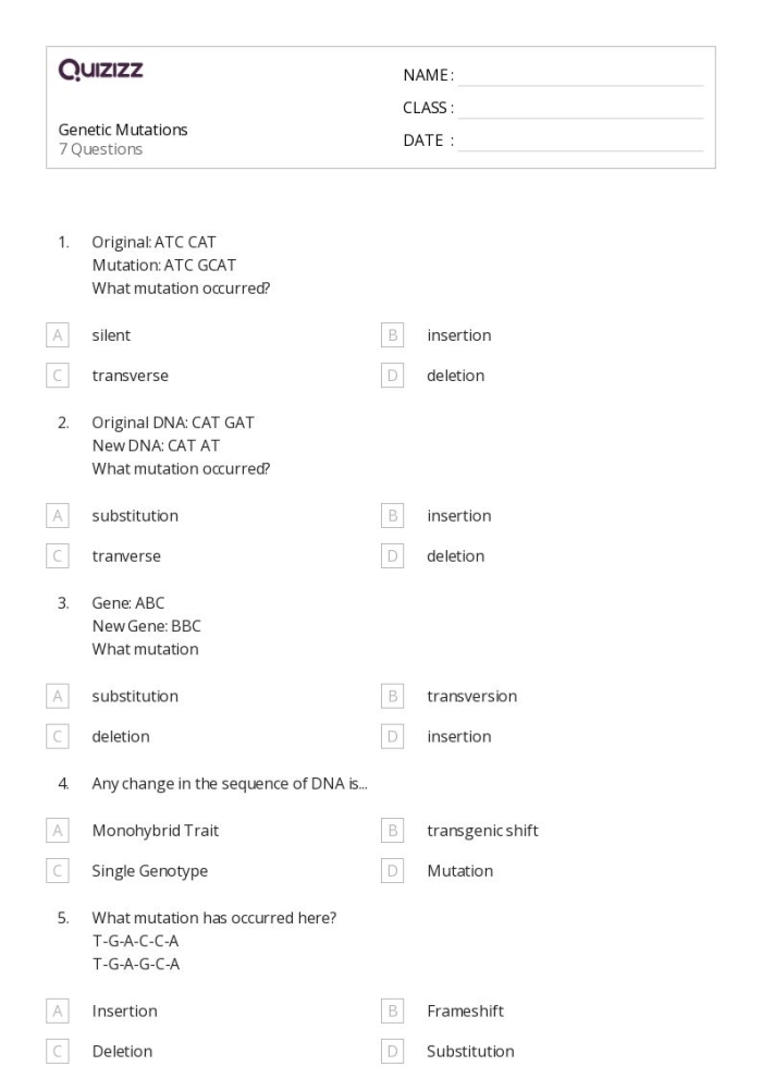 Sixth grade science students reading a worksheet about how genetic mutations impact living organisms