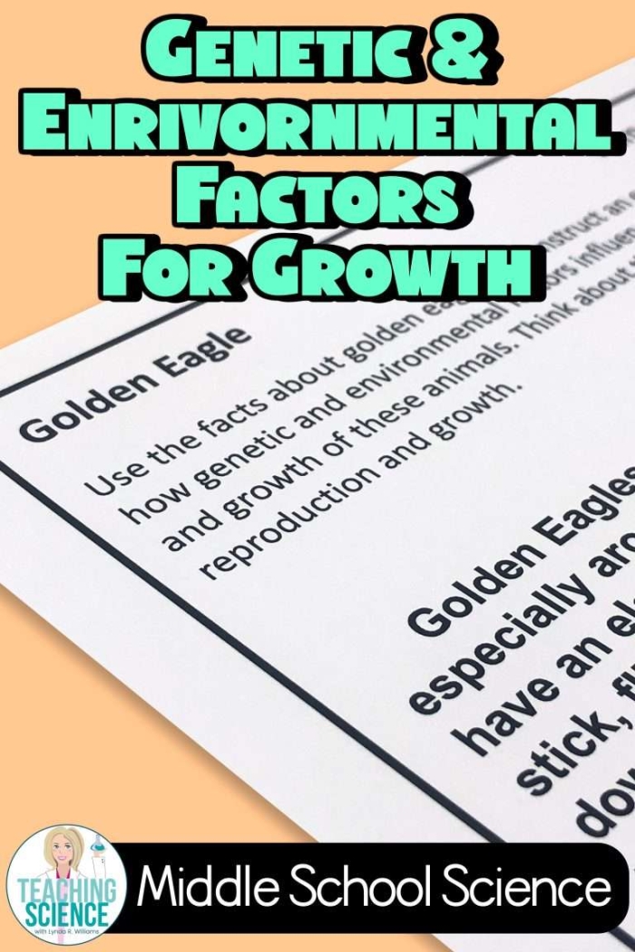 Sixth grade life science worksheet about genetic and environmental influences on personal growth and development