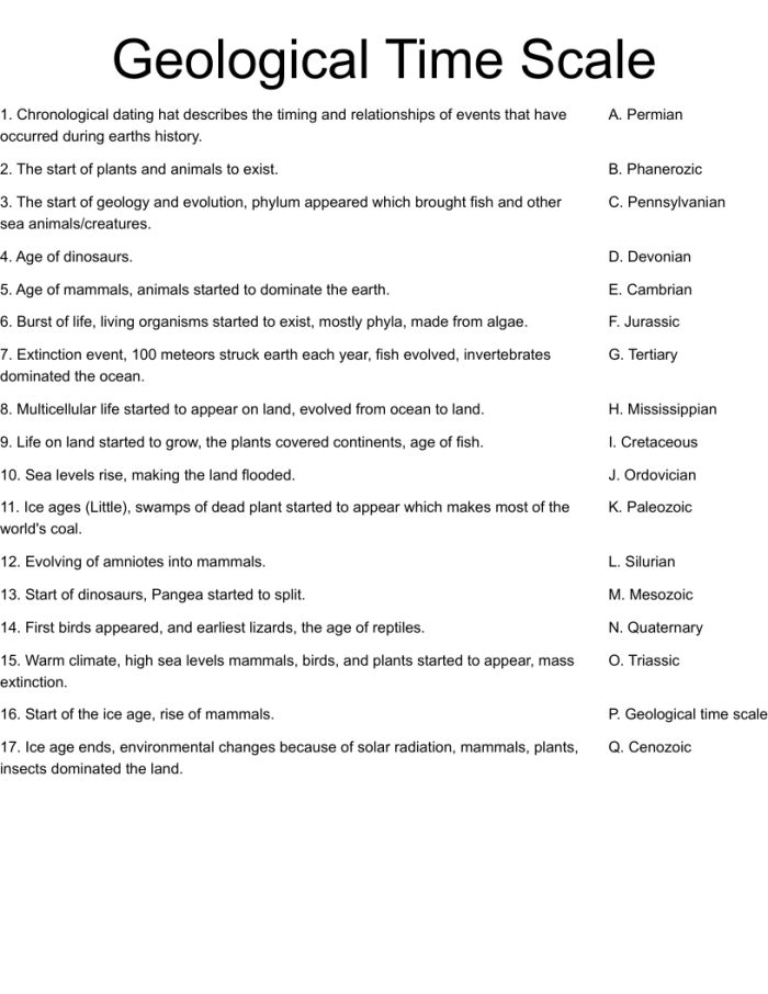 Geologic Time Scale Educational Activity Sheet 15 Sixth grade students learning about Earth history with a geologic time scale worksheet
