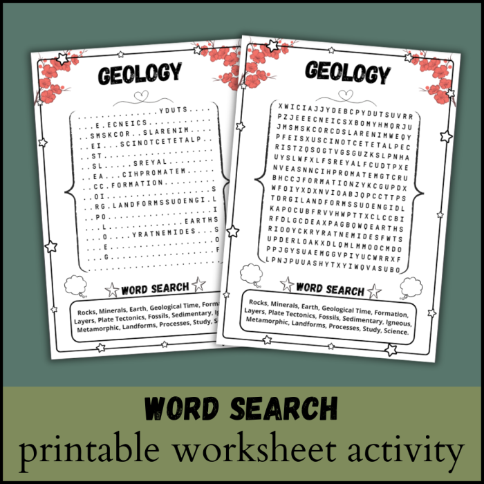 Geology Word Search Worksheet for Fourth Grade Students 11 Fourth grade students working on a geology word search puzzle to learn earth science vocabulary