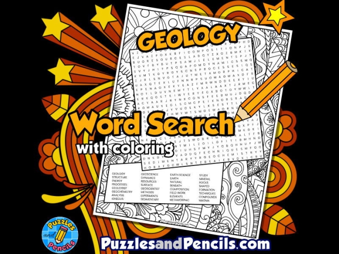 Geology Word Search Worksheet 18 for Elementary Students Fourth grade geology word search puzzle featuring earth science vocabulary terms about rocks and minerals