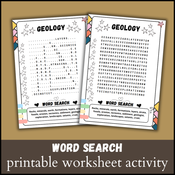 Geology Word Search Worksheet 6 for Fourth Grade Science Fourth grade students finding geology vocabulary terms in a challenging rock science word search puzzle