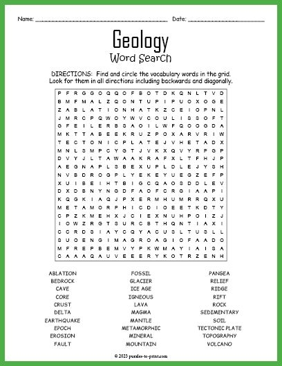 Geology Word Search Worksheet for Fourth Grade Students Fourth grade students completing a geology word search worksheet about earth science vocabulary
