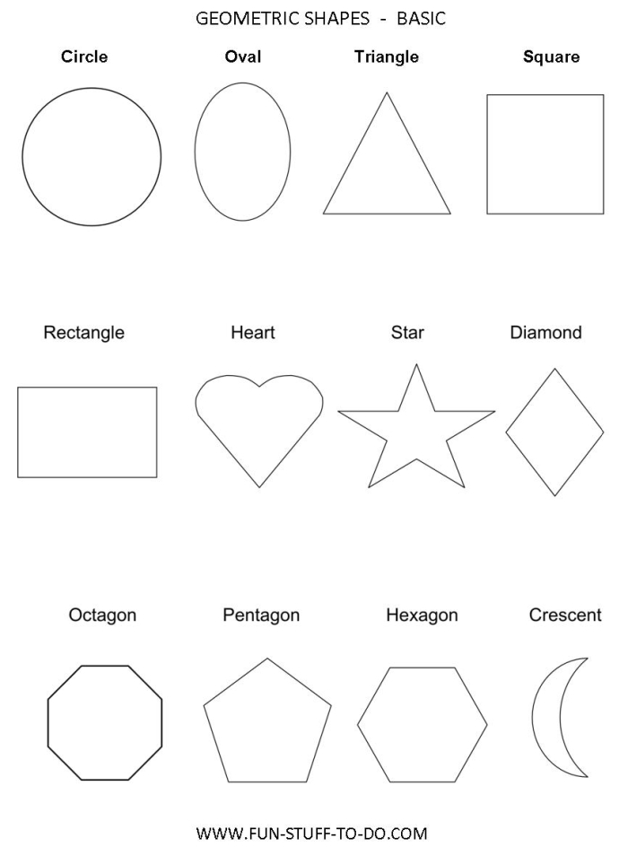 Geometric Shapes worksheet for second graders featuring a fill-in chart for 3D shapes' properties