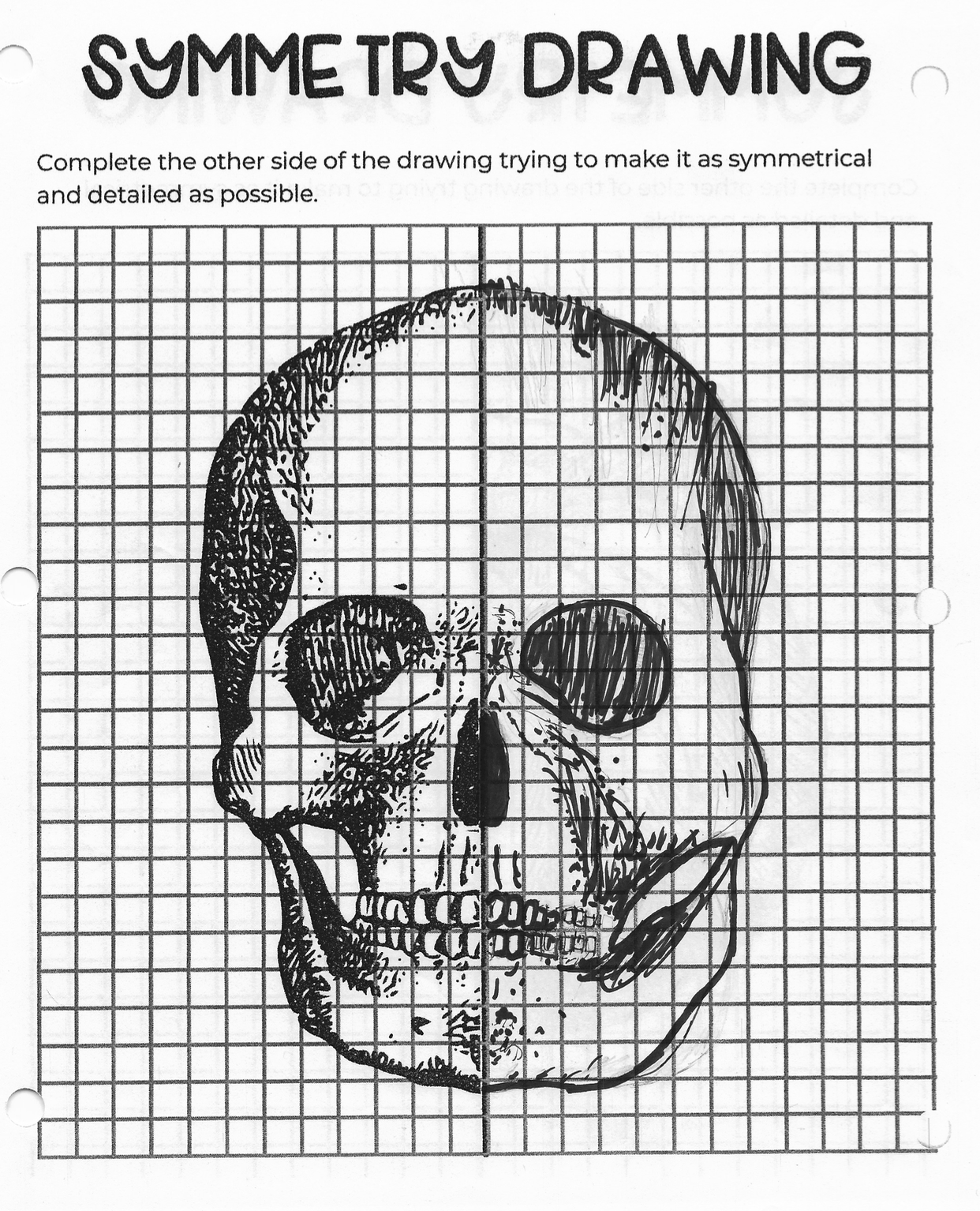 Kindergarten student drawing a landscape around an airplane illustration for a geometry worksheet