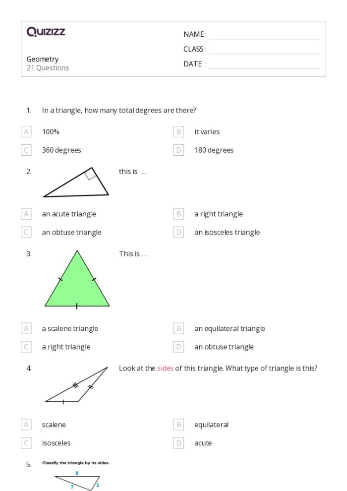 Geometry Name That Angle Worksheet Number 11 for Third Grade Math Practice Third grade student working on a Geometry Name That Angle worksheet to identify acute obtuse and right angles