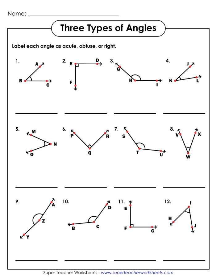 Geometry: Name That Angle! worksheet activity for third graders Third grade students engaged in identifying right, acute, and obtuse angles on a math worksheet
