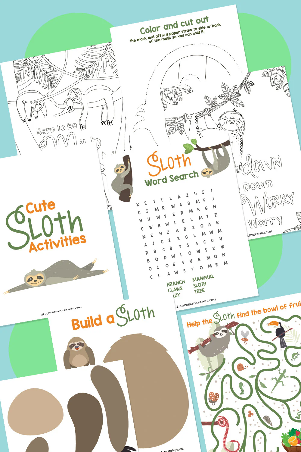 A colorful worksheet featuring The Sleepy Sloth Gets Lost, designed for kindergarten geometry lessons. Engaging reading fluency activity with comprehension questions about a sleepy sloth story.