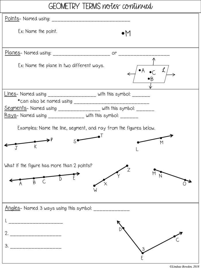 Worksheet image for EL Support Lesson: Geometry Vocabulary: Lines Glossary of geometry vocabulary featuring lines for fourth-grade students