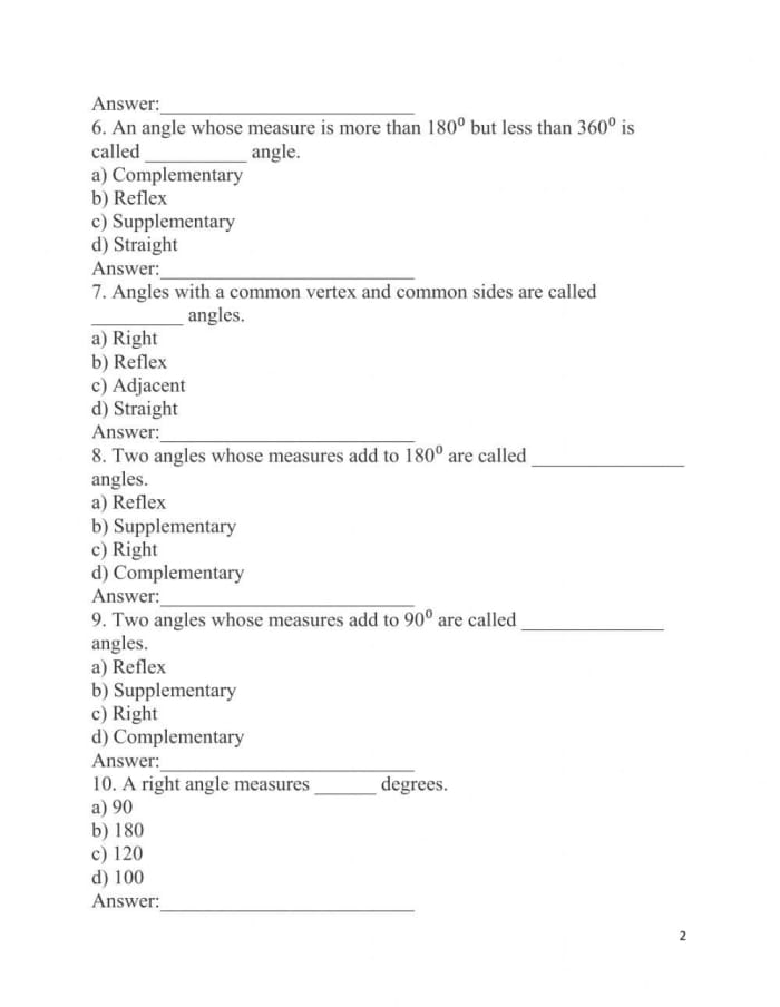 What's the Angle? worksheet for fourth-grade students Worksheet for finding missing angles in geometry exercises