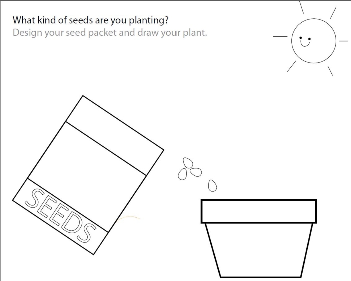 Pre-K student worksheet featuring a paper garden activity for teaching geometry concepts to young children