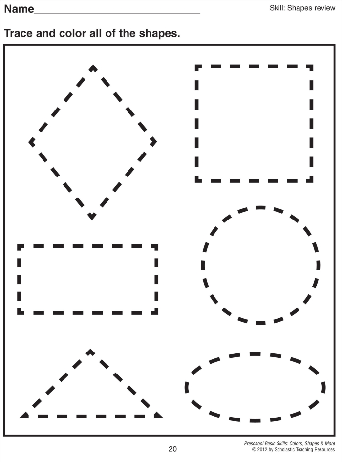 First grade geometry worksheet featuring shapes used to draw common objects