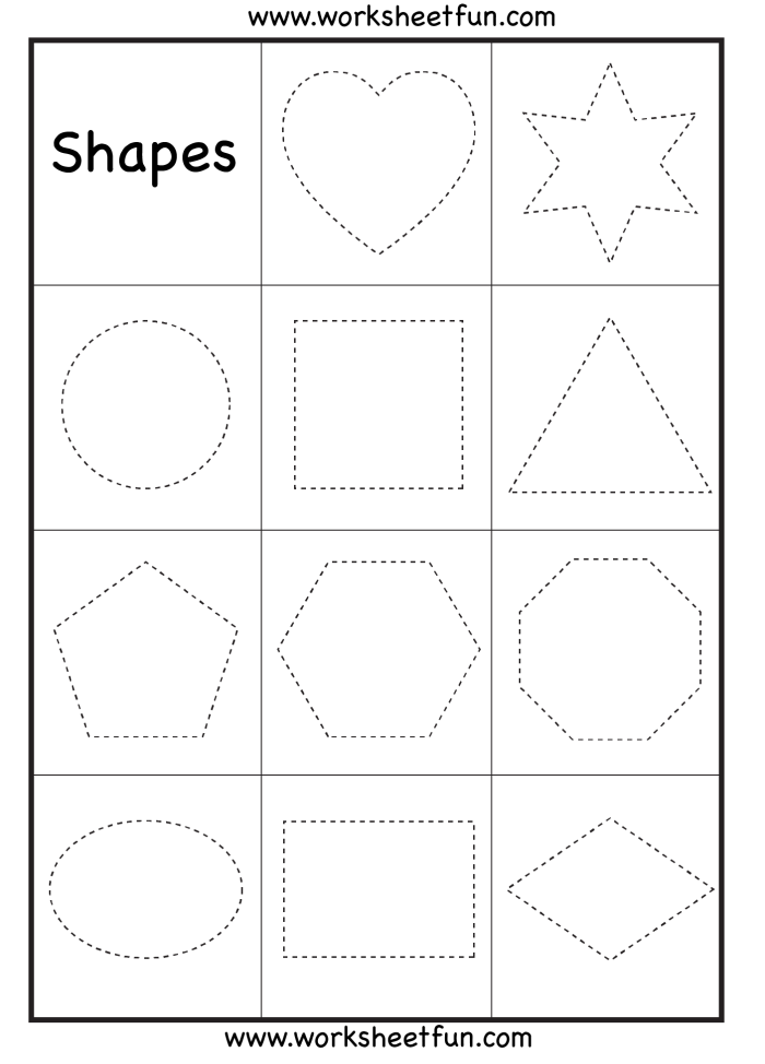 First grade geometry worksheet featuring various shapes used to draw common objects