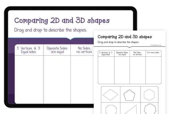 Comparing 2-D Shapes Worksheet Exercise 7 for Grade 2 Geometry Second grade students completing a geometry worksheet to identify and compare common 2-D shapes
