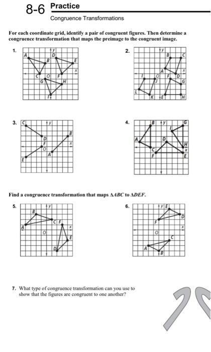 Sequences of Congruence Transformations Geometry Worksheet 23 Eighth grade students working on a geometry worksheet featuring various shapes and sequences of congruence transformations