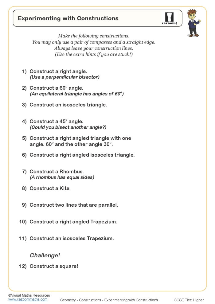 Creating Triangles From Given Conditions Math Practice for Grade 7 Seventh grade student drawing a triangle with given side lengths and angles on a geometry worksheet