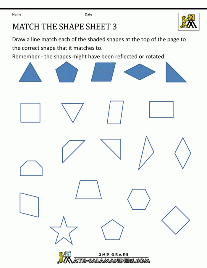 Fifth grade students solving geometry problems on a Shape Up with Geometry worksheet to practice identifying and measuring shapes