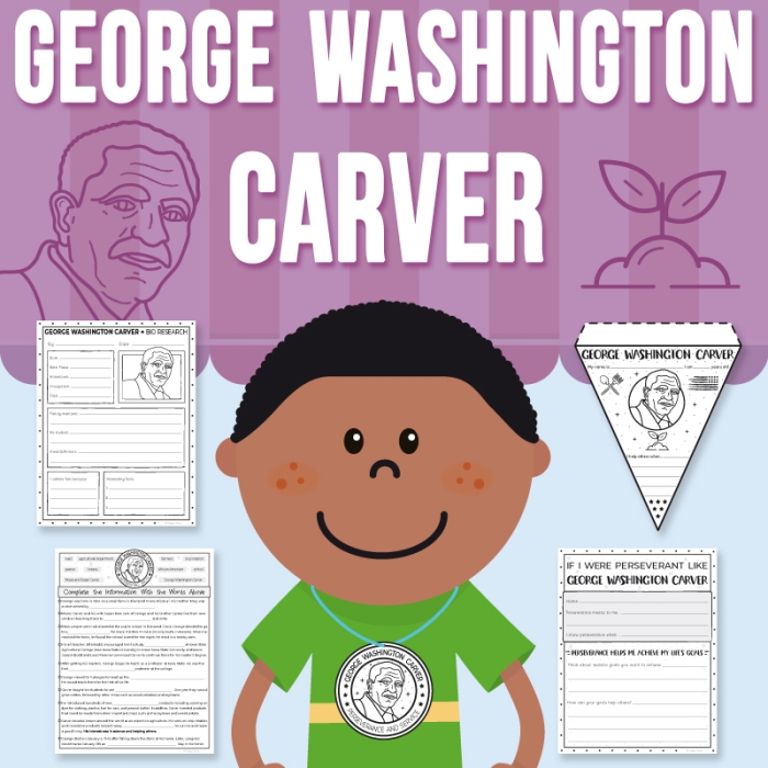 Third grade worksheet about George Washington Carver and agricultural inventions