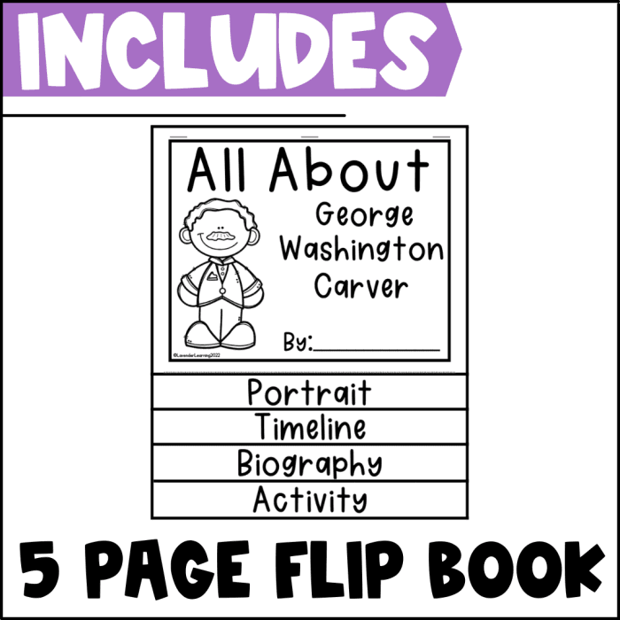Worksheet image illustrating George Washington Carver's life and achievements for educational purposes Informational reading comprehension worksheet featuring a biography of George Washington Carver for sixth graders