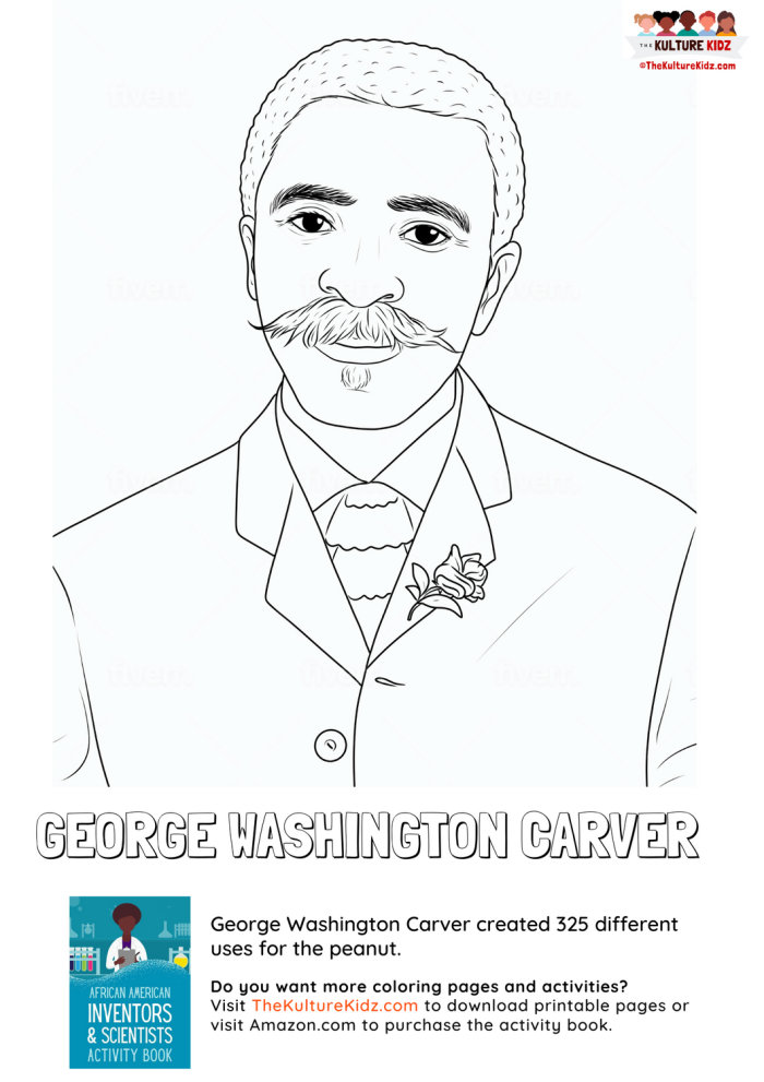 George Washington Carver worksheet activity for third grade students learning about historical figures and agricultural innovation