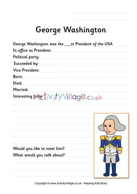 George Washington Facts worksheet for second graders focusing on reading comprehension