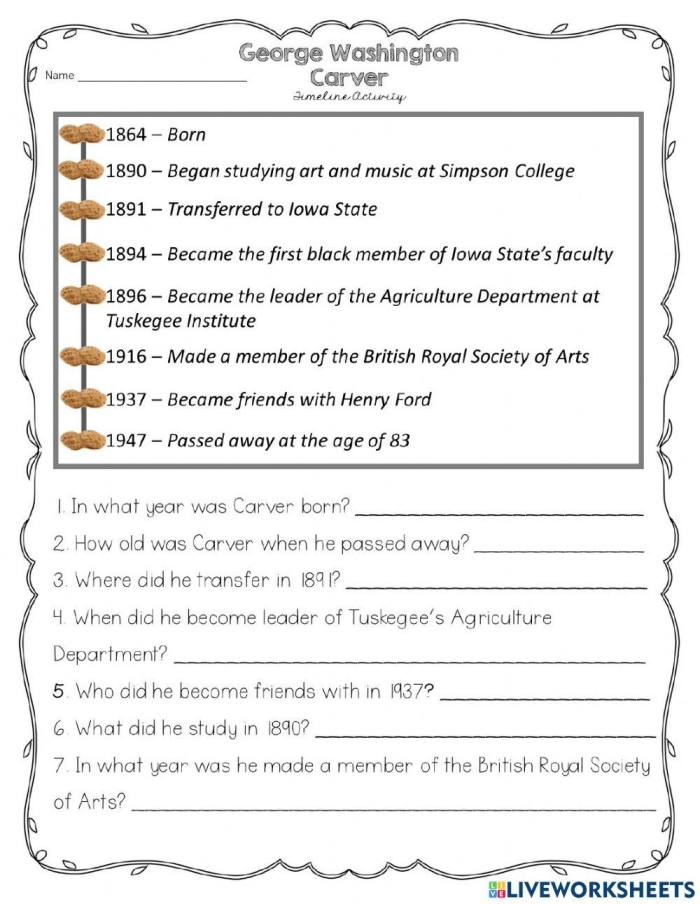 Second grade student working on a George Washington reading comprehension and graphing worksheet