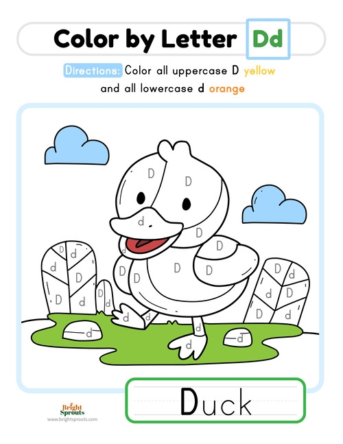 Engaging alphabet activity for young learners centered on the letter D Colorful worksheet focused on the letter D for preschool reading readiness