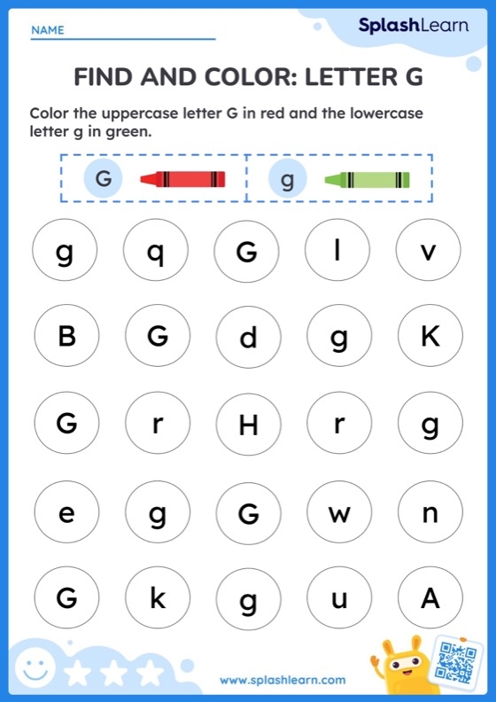 Engaging activity sheet for learning about the letter G in Pre-K Worksheet focused on the letter G for preschool reading skills