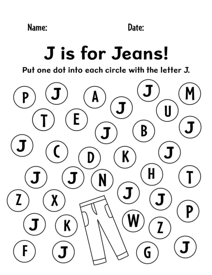 Worksheet featuring engaging activities focused on the letter J for preschoolers