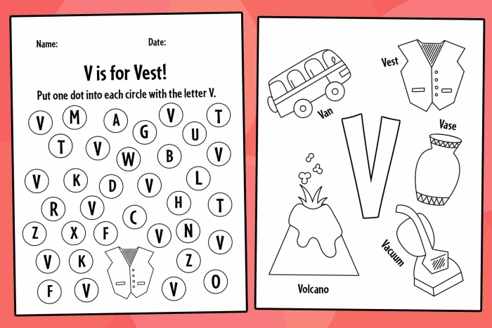 Get Ready for Reading: All About the Letter V worksheet for Pre-K Syllables A fun worksheet for preschoolers focused on the letter V to enhance early reading skills