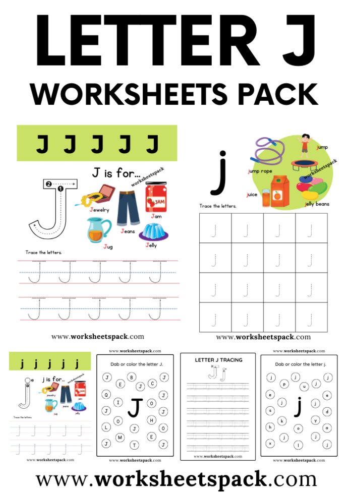 Worksheet featuring engaging activities focused on the letter J for preschoolers. Get Ready for Reading: All About the Letter J for Pre-K learners.