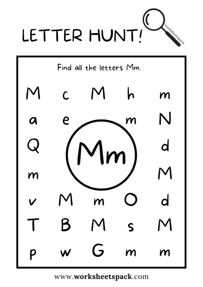 Worksheet featuring engaging activities centered around the letter M for preschoolers