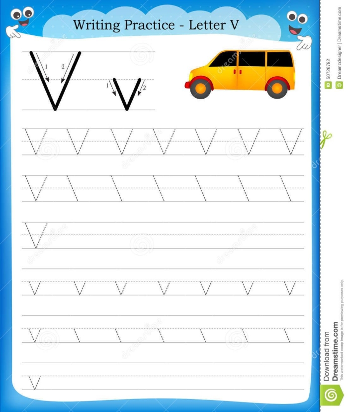 Get Ready for Reading: All About the Letter V for Pre-K learners Worksheet featuring the letter V for preschoolers to enhance early reading skills