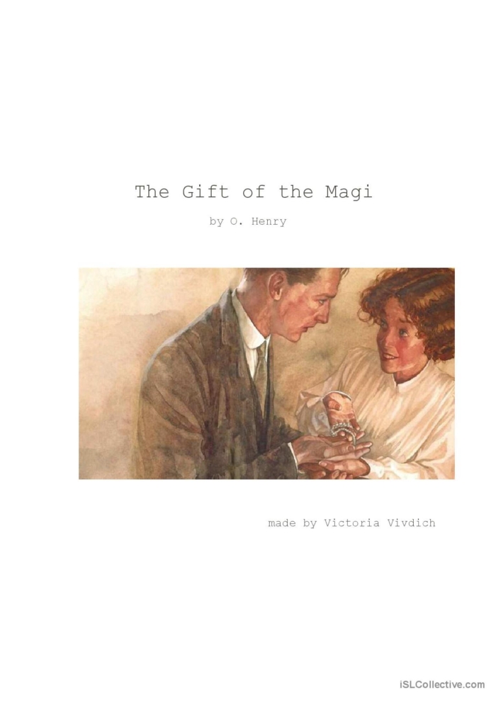 Seventh grade students analyzing literary devices in The Gift of the Magi reading worksheet