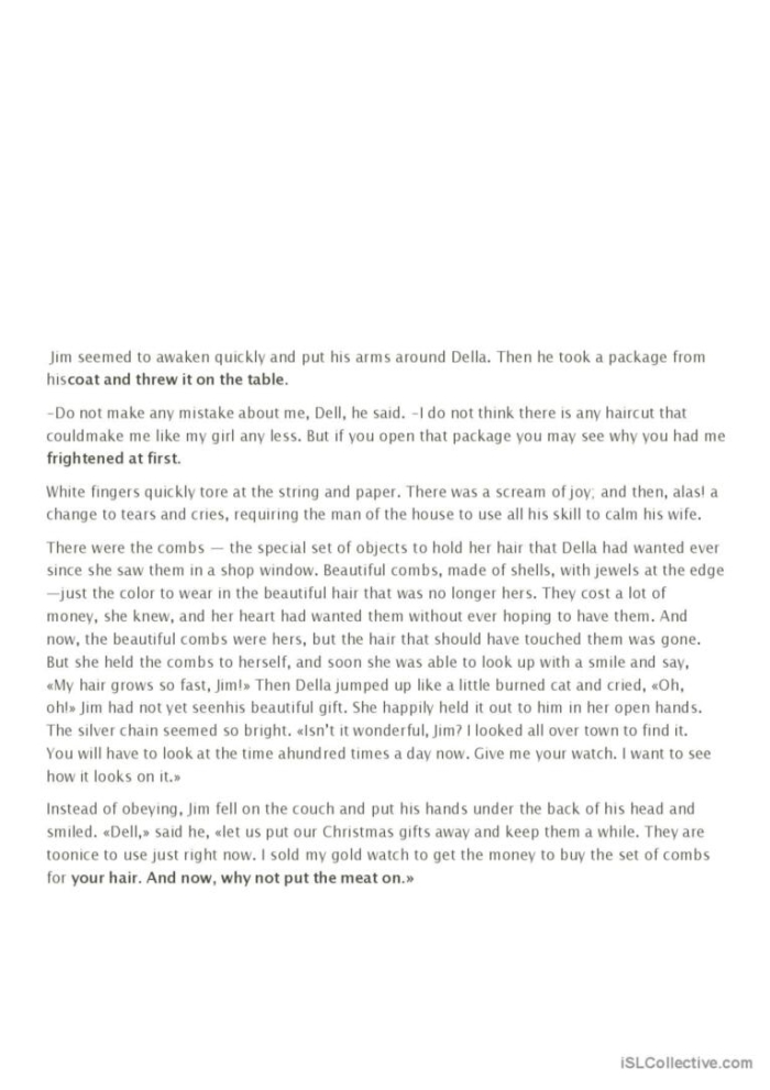 Students engaging with the Extended Reading Comprehension worksheet on "The Gift of the Magi