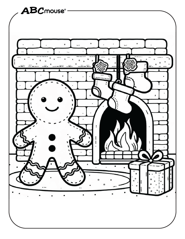 Coloring worksheet featuring the Gingerbread Man for Pre-K students