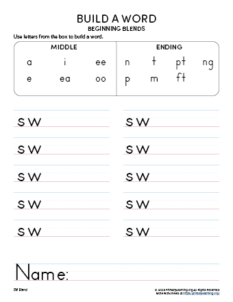 Glossary: Constructing Words worksheet for Kindergarten