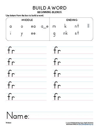 Glossary: Constructing Words worksheet for Kindergarten