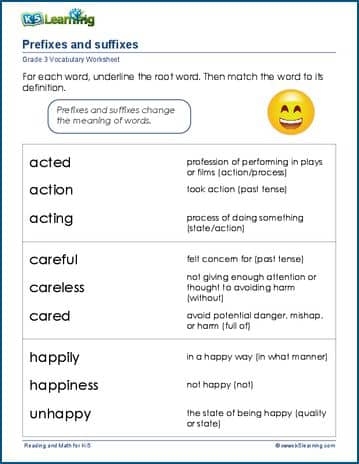 Glossary: Constructing Words worksheet for Kindergarten