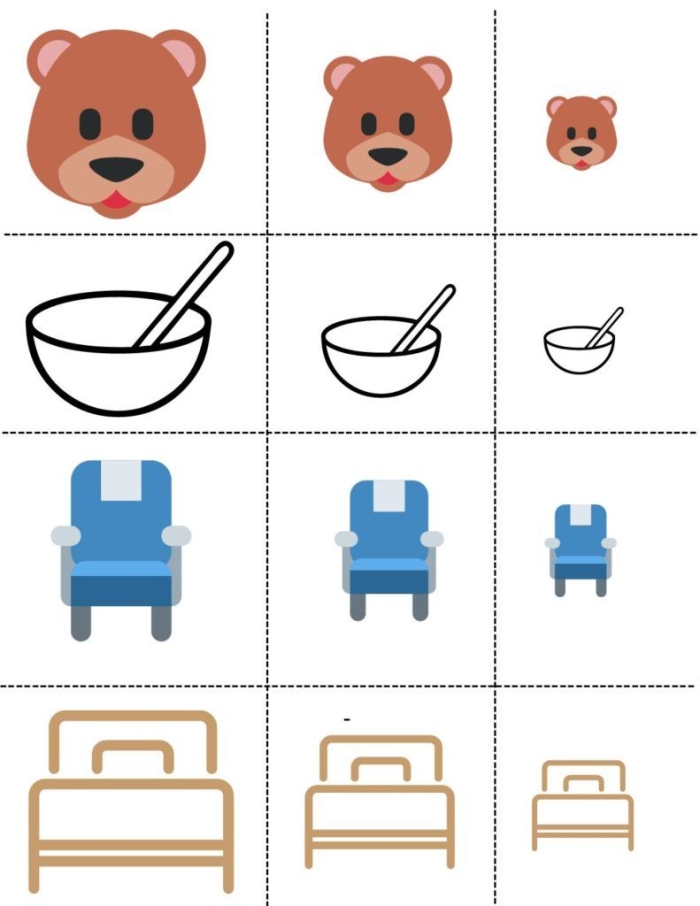 Worksheet for sequencing the story of Goldilocks and the Three Bears for Pre-K students