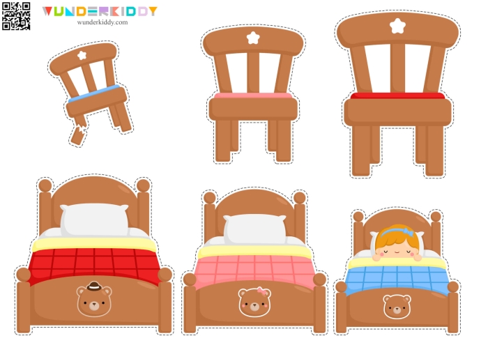 Pre-K students practice sequencing the Goldilocks and the Three Bears story on this printable worksheet 15