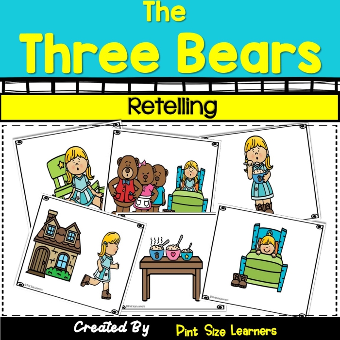 Worksheet for sequencing the story of Goldilocks and the Three Bears for Pre-K students