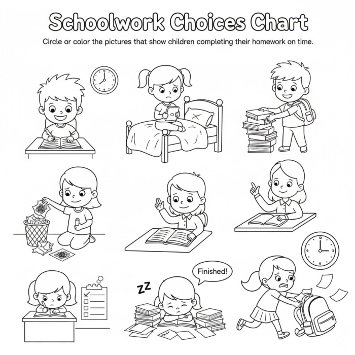 A colorful Good Choice Chart worksheet with star stickers for Pre-K students to track positive behavior and learning habits at home